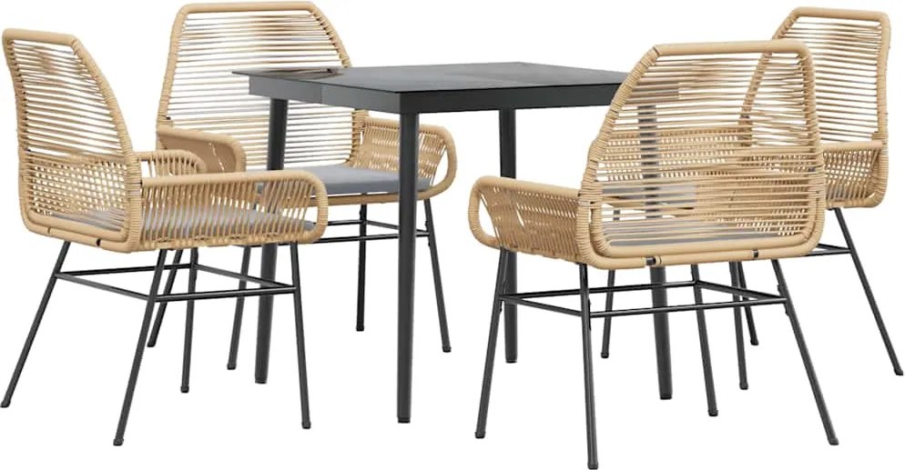 vidaXL Set mobilier de grădină cu perne 5 piese maro sticlă polirattan