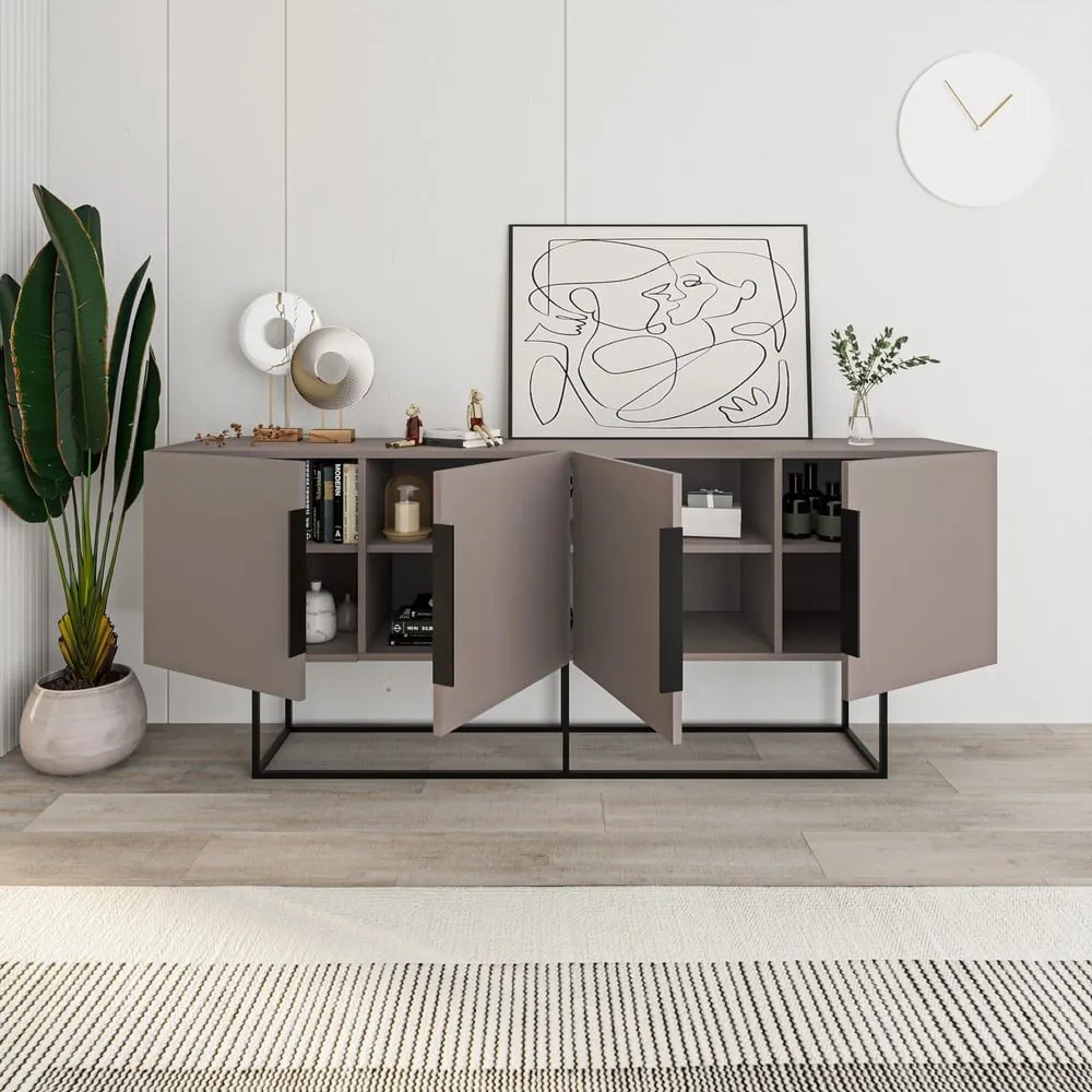 Comodă gri/bej joasă 200x80 cm Titan – Marckeric