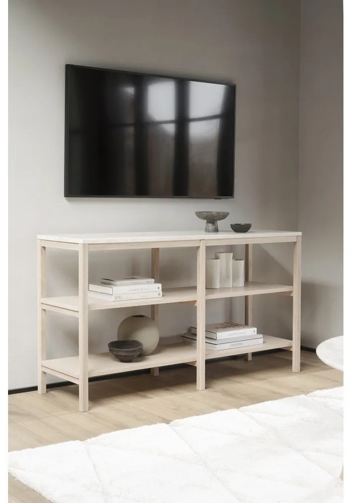 Masă consolă maro/bej cu blat din piatră 140x40 cm Orwel - Rowico