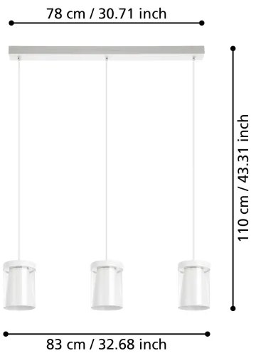 Lustră LED RGBW dimabilă pe cablu Eglo 901122 CHIUSELLO-Z 3xLED/3,7W/230V alb