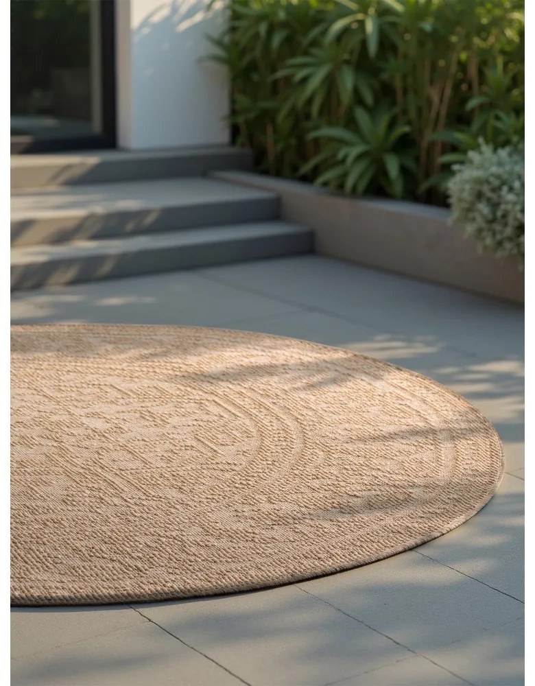 Covor pentru exterior și interior bej/fildeș rotund ø 160 cm Duet Kona – NORTHRUGS