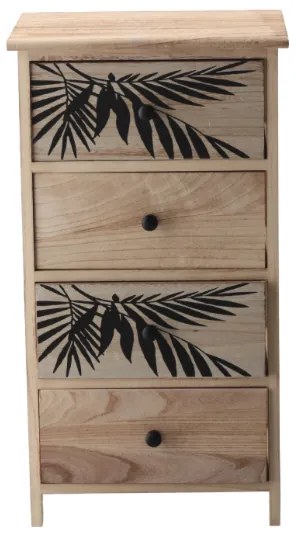 Comodă ZOFIA cu 4 sertare - design boho, 40 x 29 x 73 cm
