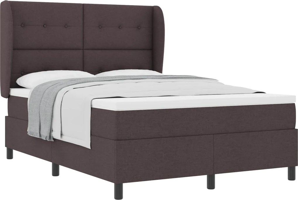 vidaXL Pat cu arcuri cu saltea Maro închis 140 x 200 cm țesătură