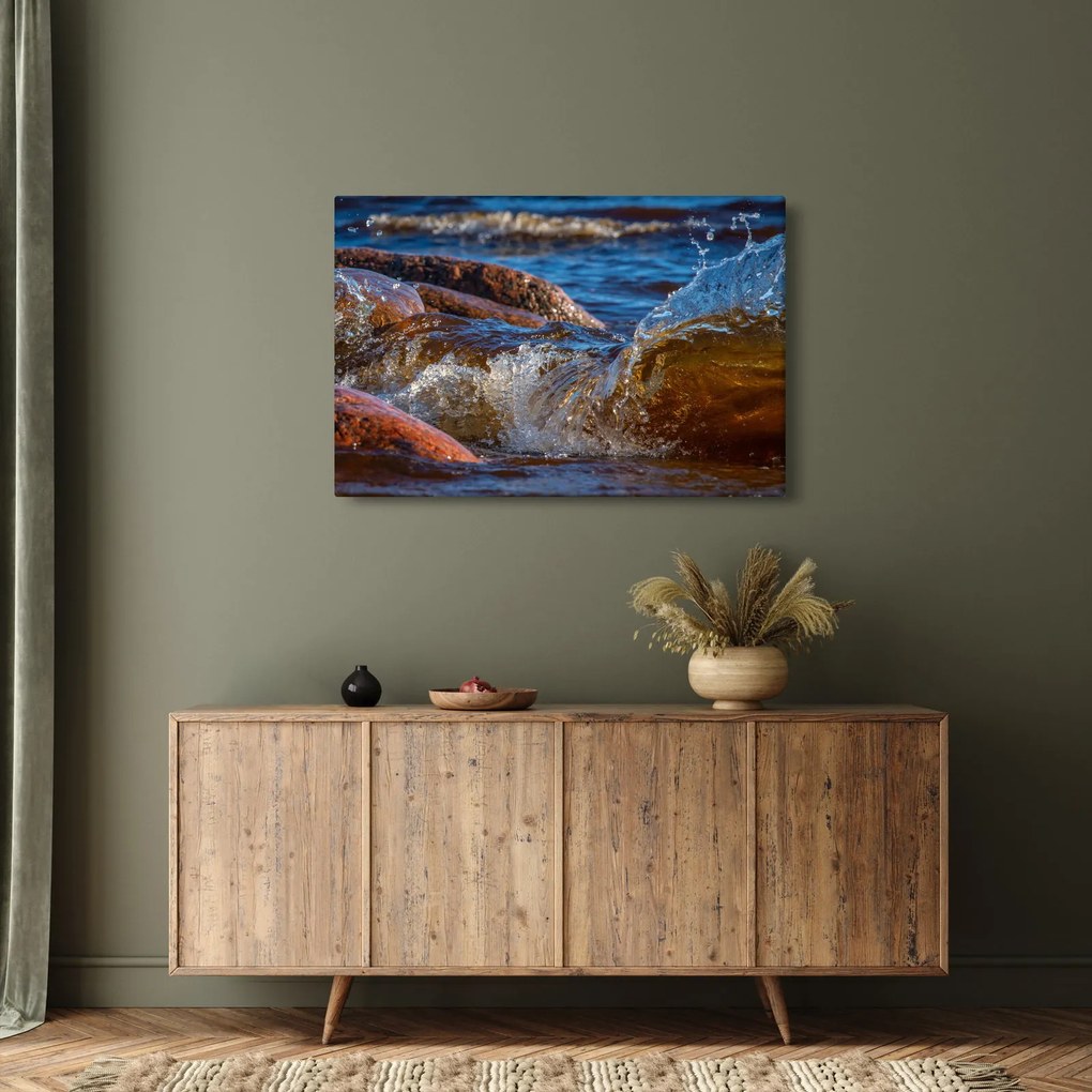 Tablou detailat - apa între pietre (90x60 cm)