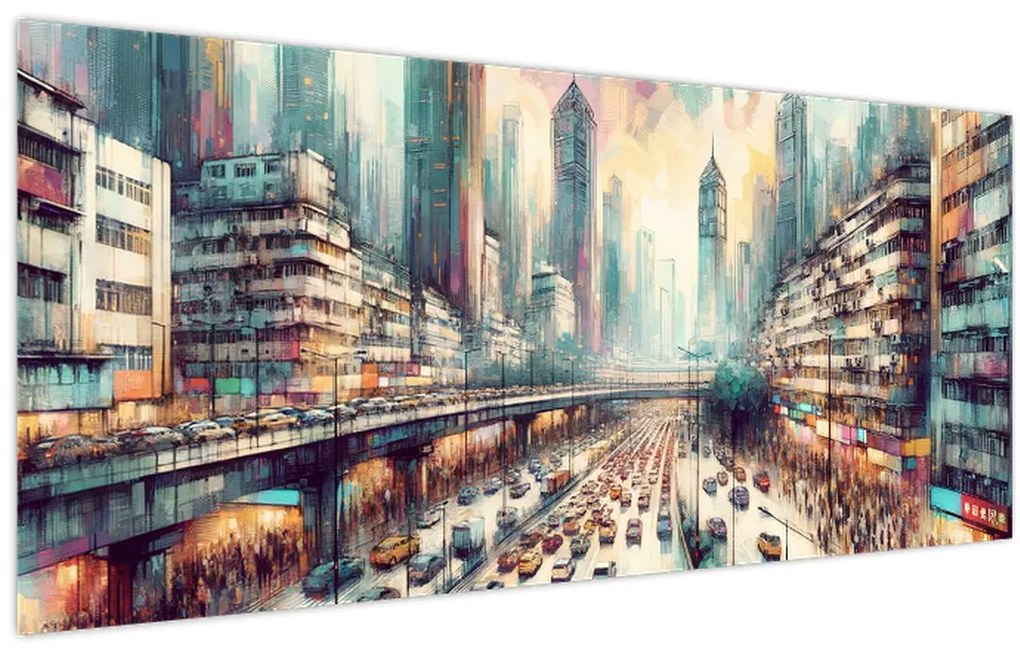 Tablou - Viața din marele oraș (120x50 cm)