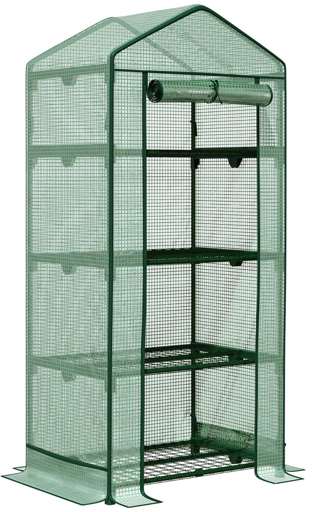 Outsunny Sera de Gradina pentru plante, fructe, legume cu 4 Rafturi din Metal, gradinarit 69x49x158cm, Verde | Aosom Ro