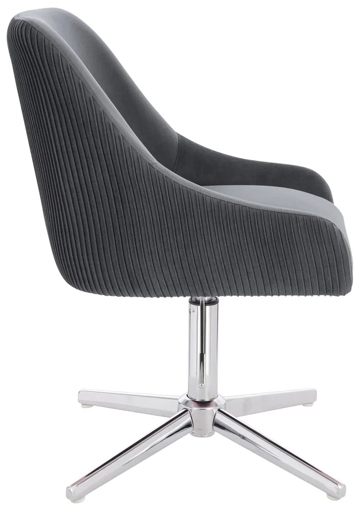 HR920CROSS Scaun Grafit din Catifea cu Bază Cromata