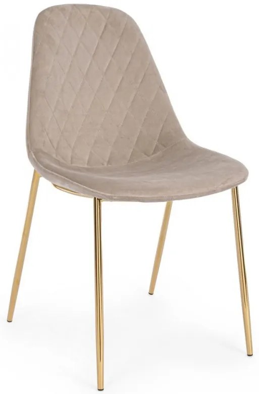 Set 4 scaune dining taupe din catifea si metal, Terry Bizzotto