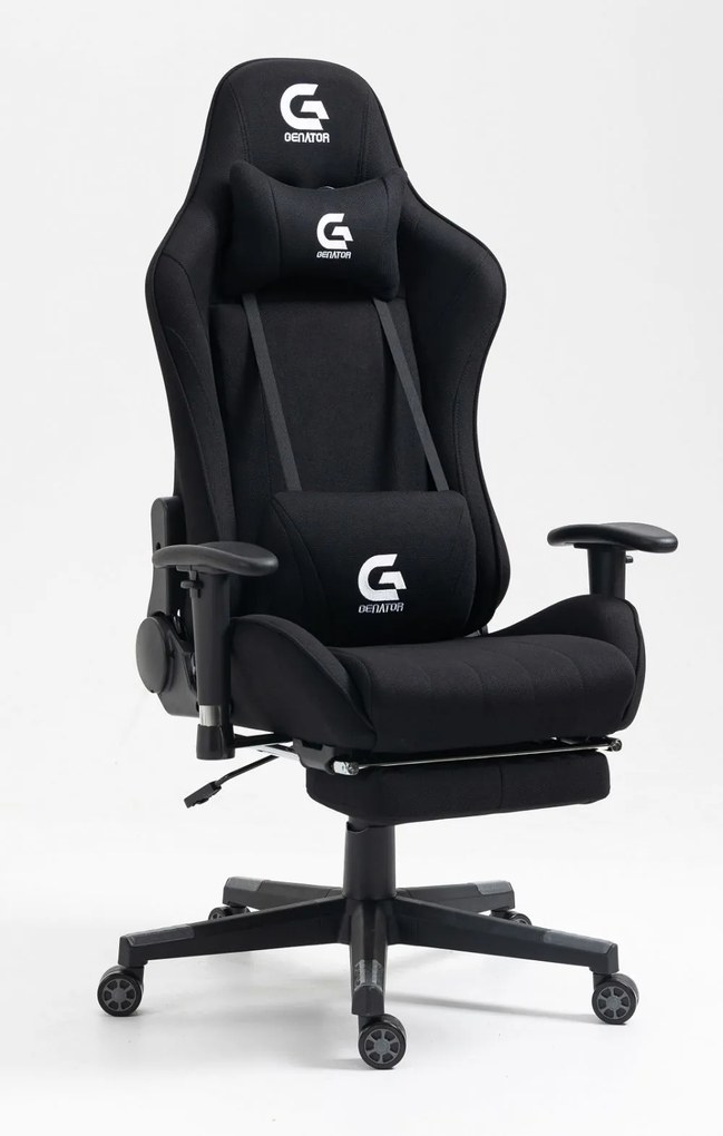 Scaun gaming cu masaj în perna lombară, suport picioare, funcție sezlong, SIG 5035, material textil, Negru,