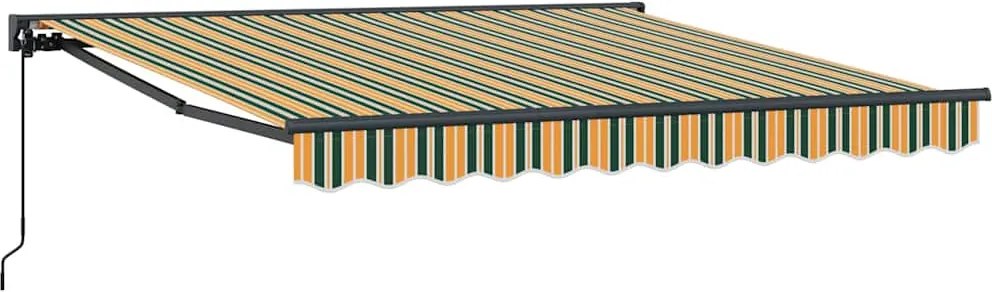 vidaXL Cortina Retractabilă Manual Verde și galben 350 x 250 cm