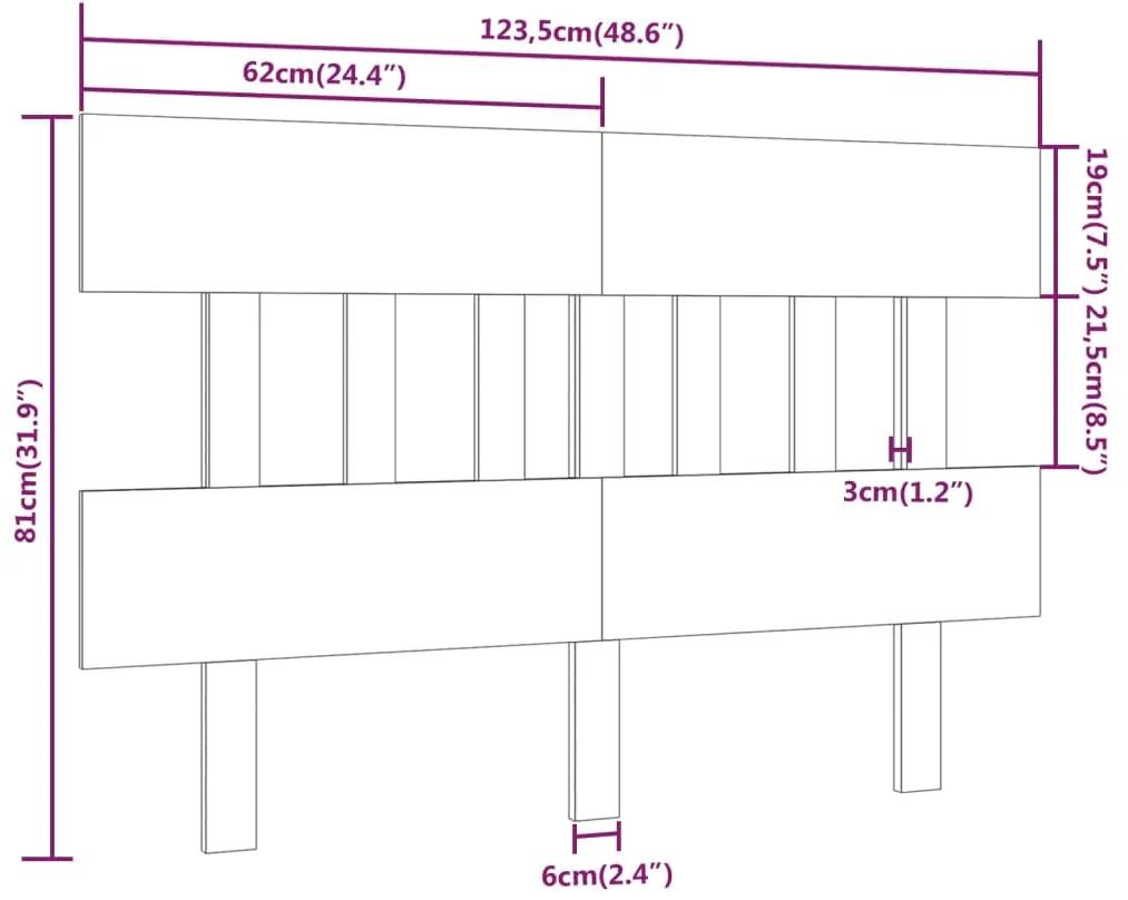 Tablie de pat, 123,5x3x81 cm, lemn masiv de pin 1, Maro, 123.5 x 3 x 81 cm