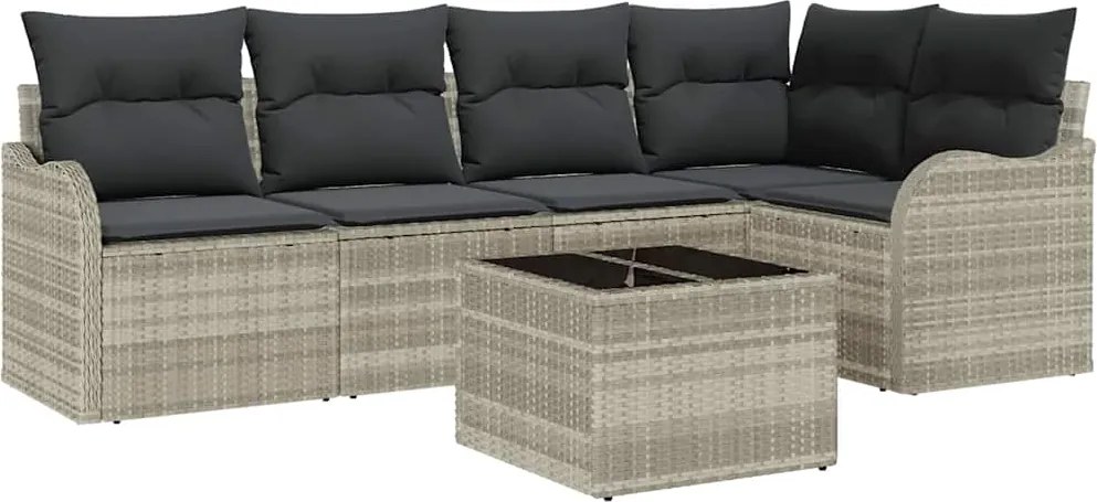 vidaXL Set de canapele pentru grădină 6 pcs Gri deschis Rattan poli