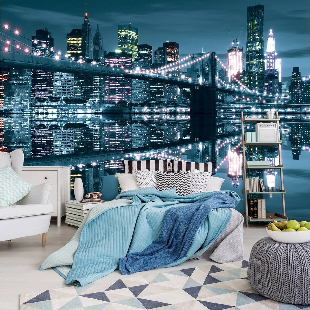 Fototapet - New York Bridge noaptea (152,5x104 cm)