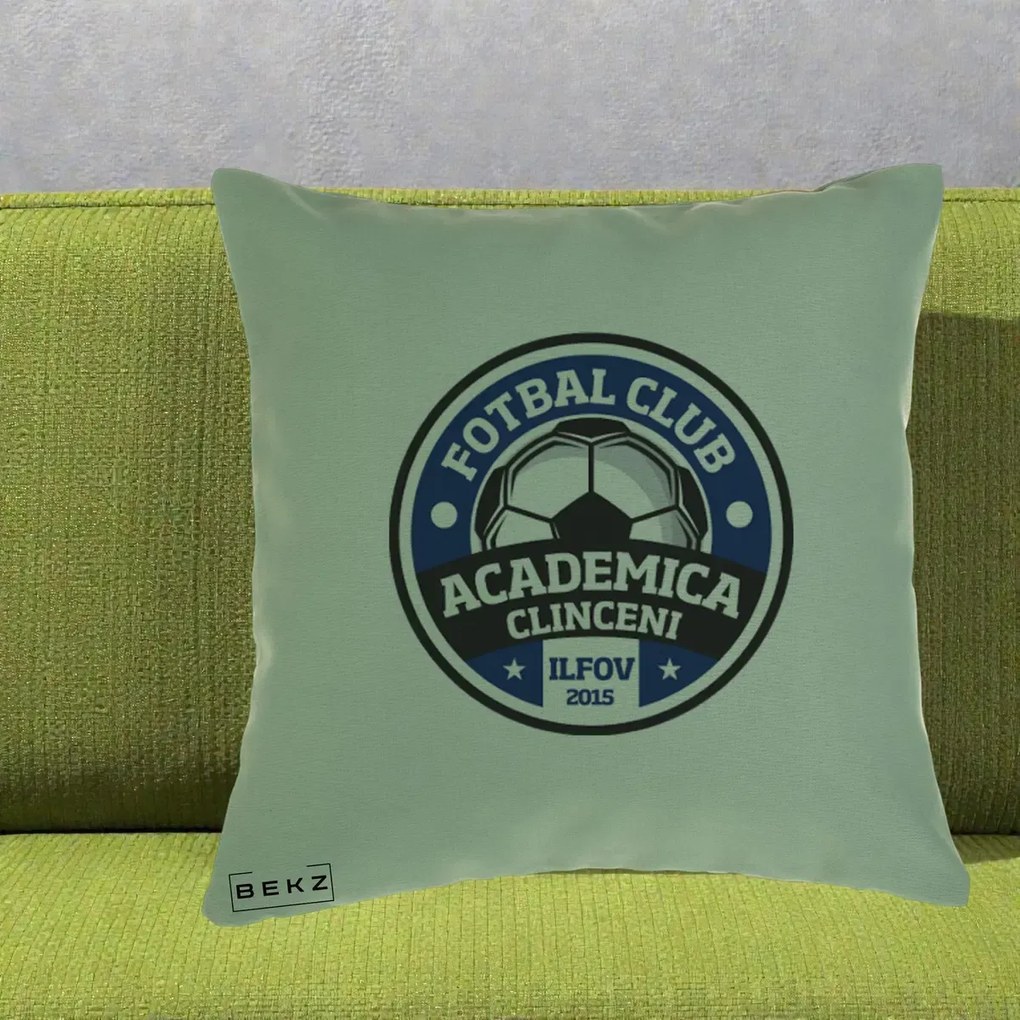 Perna Personalizata Academica Clinceni Fotbal Club, 40x40 cm, Verde, Husa Detasabila, Perna Inclusa, BEKZ®