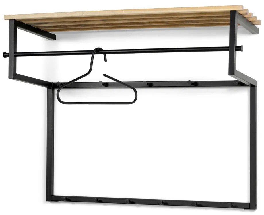 Cuier de perete negru/în culoare naturală cu raft din metal 100 cm Rizzoli – Spinder Design