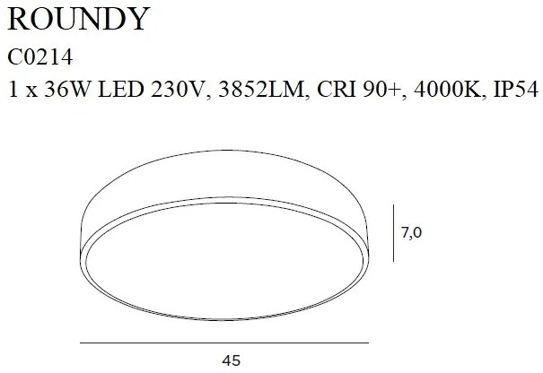 Plafoniera LED dimabil design modern IP54 ROUNDY negru C0214 MX