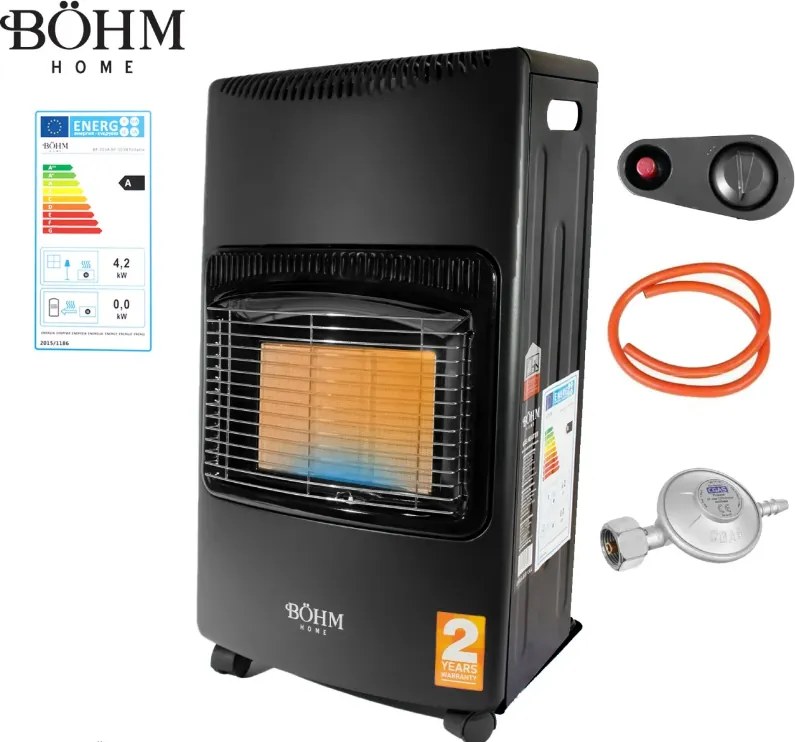 Soba pe gaz GPL pliabila 4,20 kW 3 trepte de putere , 20-80 m  ²  Regulator GPL + Furtun GPL 1,5 m