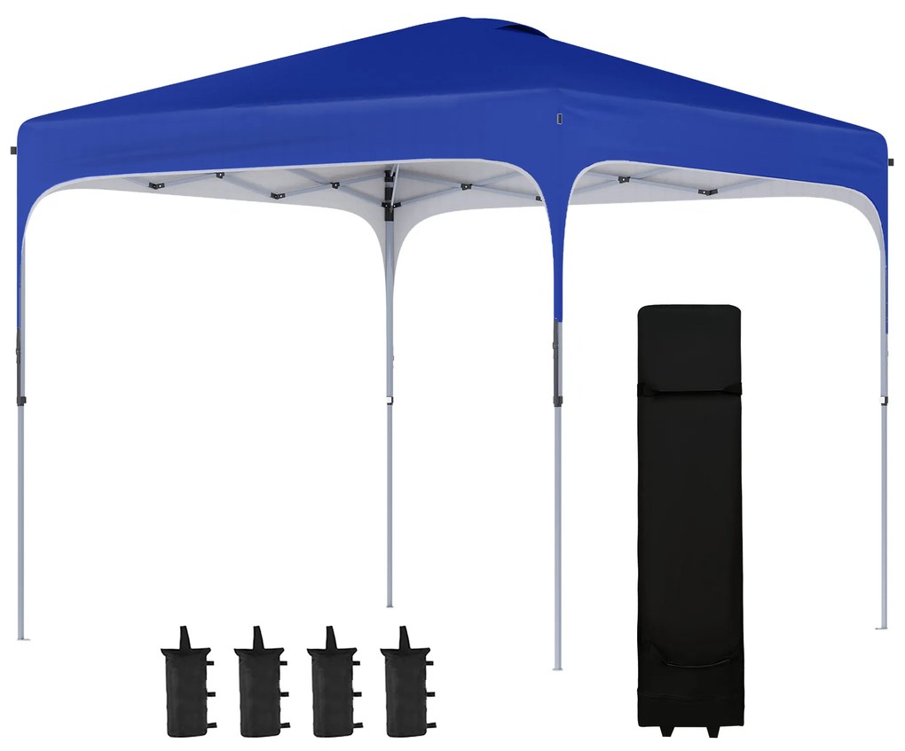 Outsunny Cort cu Baldachin Pop-Up cu Geantă de Transport, Corturi pentru Petreceri în Exterior, 253x253x268 cm, Albastru | Aosom Romania
