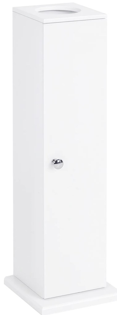 HOMCOM Mobilier de Baño Estrecho cu Orificiu pentru Hârtie Igienică și Rafturi Stil Modern 19,5x19,5x65 cm Alb | Aosom Romania