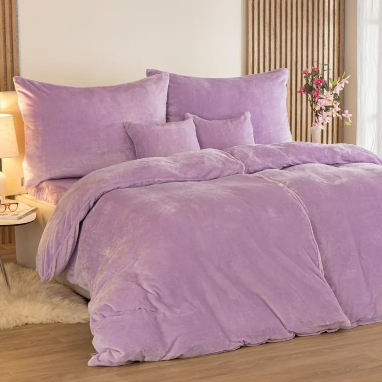 decoDoma Lenjerie de pat din micropluş violet