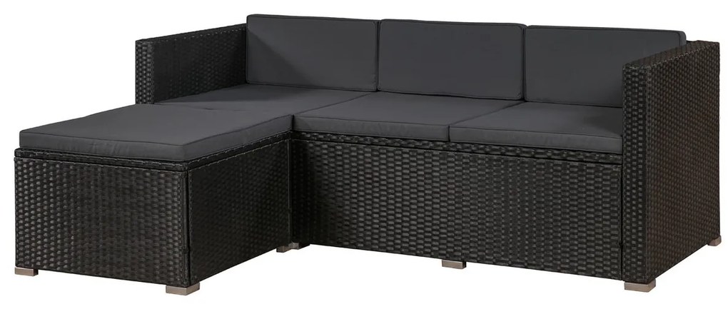 Juskys Set ratan de gradina Punta Cana M - perne negre/antracit