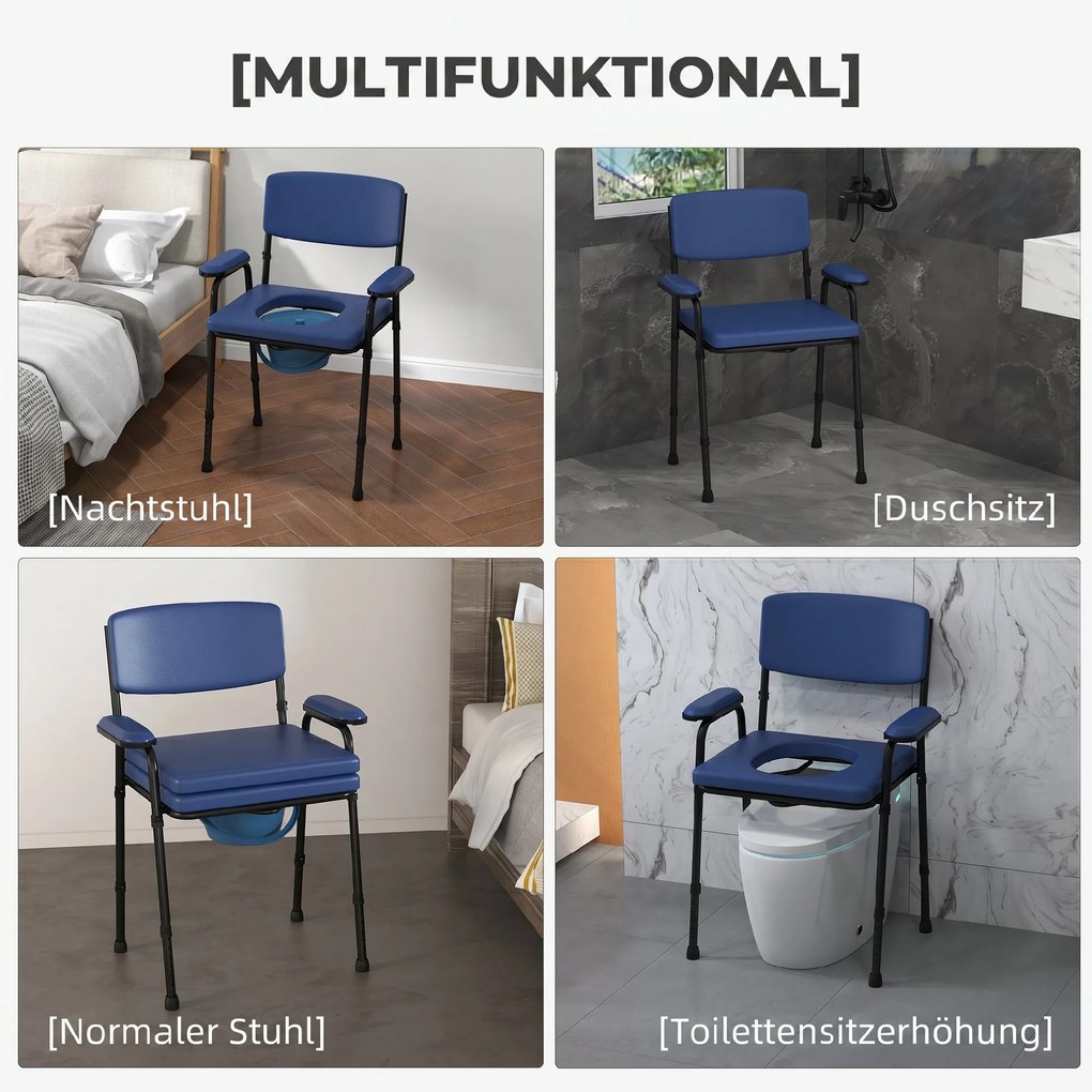 HOMCOM Scaun cu Vas de Toaleta pentru Varstnici