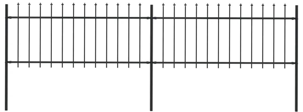 Gard de gradina cu varf sulita, negru, 3,4 x 0,8 m, otel 1, 0.8 m, 3.4 m