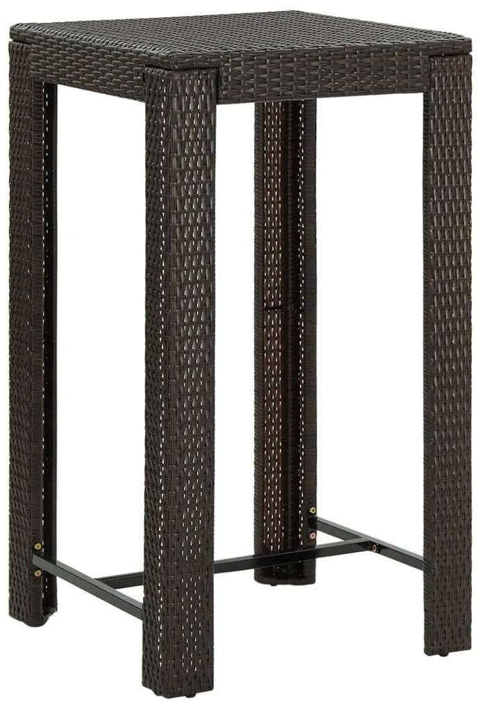 vidaXL Masă de bar de grădină, maro, 60,5 x 60,5 x 110,5 cm, poliratan