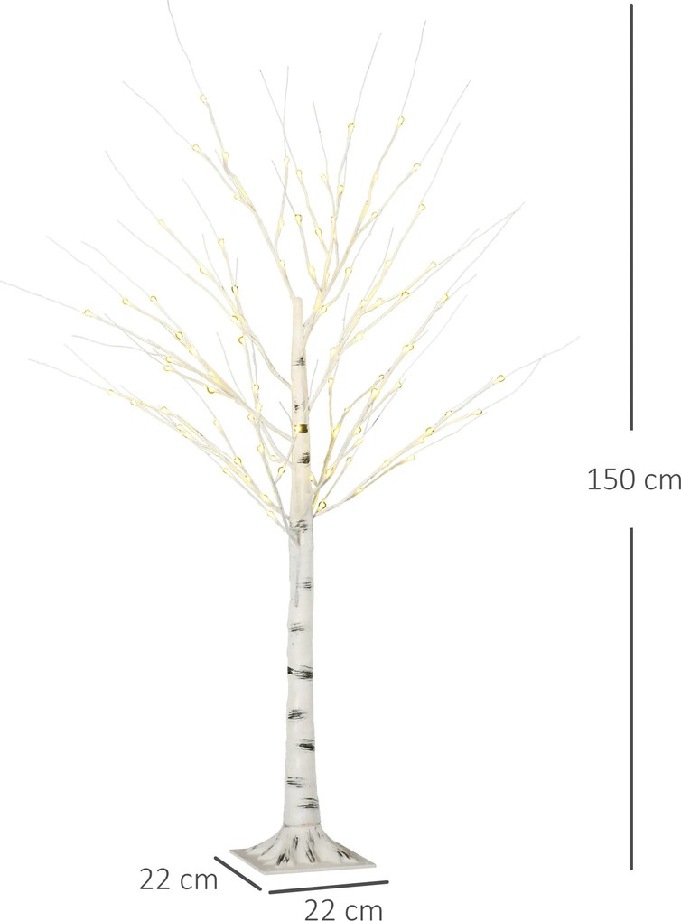 HOMCOM Pom de Crăciun cu Lumini LED și 12 Crengi pentru Interior și Exterior din PP și Metal, 22x22x150 cm, Alb | Aosom Romania