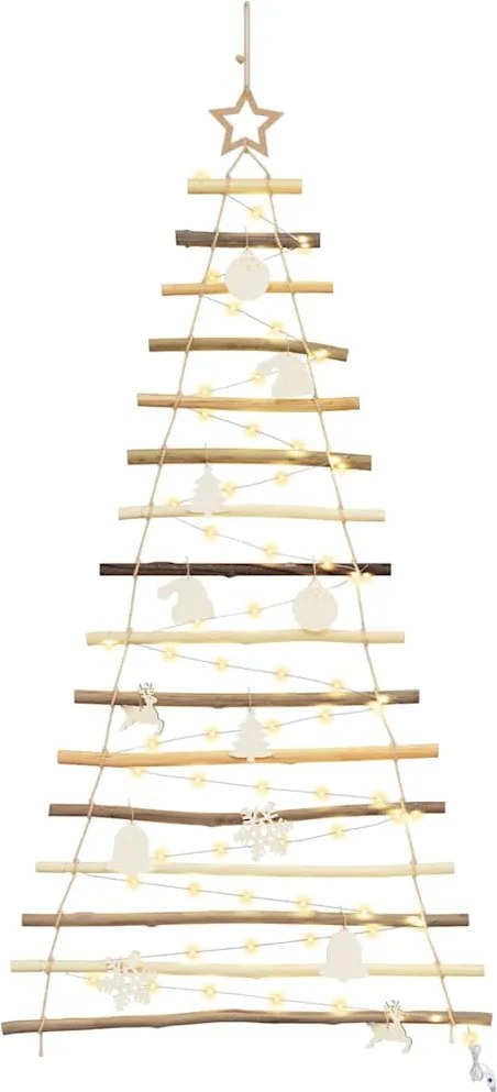 vidaXL Brad de Crăciun cu 50 LED natural 120 cm lemn masiv de frasin