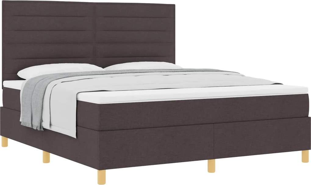 vidaXL Pat cu arcuri cu saltea Maro închis 180 x 200 cm țesătură