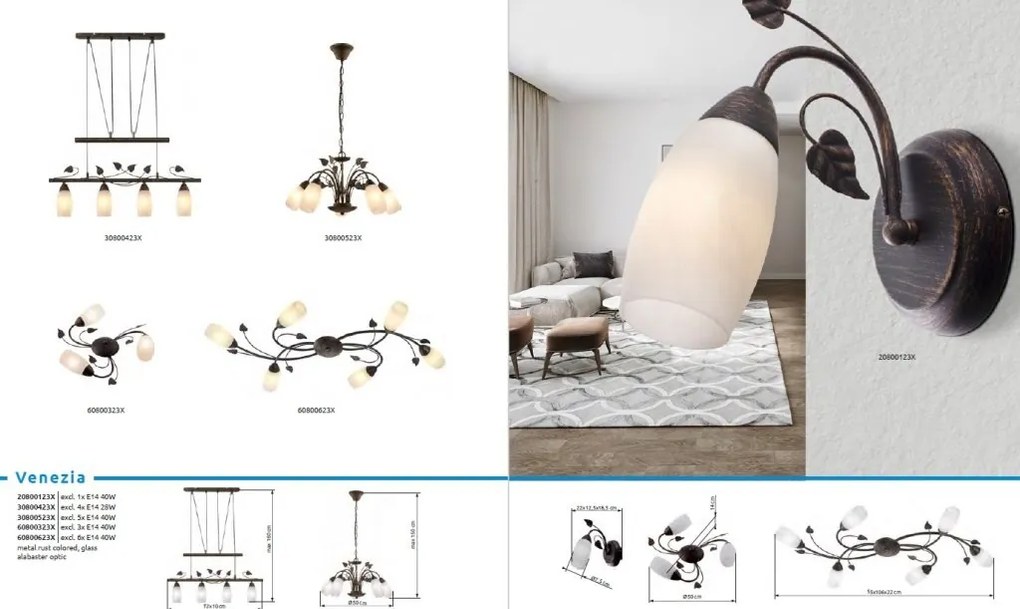 Candelabru rustic metal ruginiu VENEZIA