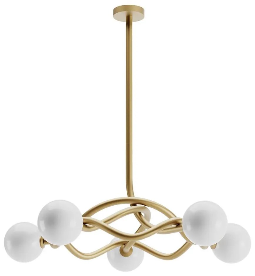 Redo 01-3258 - Lustră cu tijă CONFUSIO, 5 x E14, 28 W, 230 V, Ø 96 cm, auriu