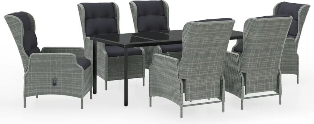 vidaXL Set mobilier pentru grădină, 7 piese, gri deschis