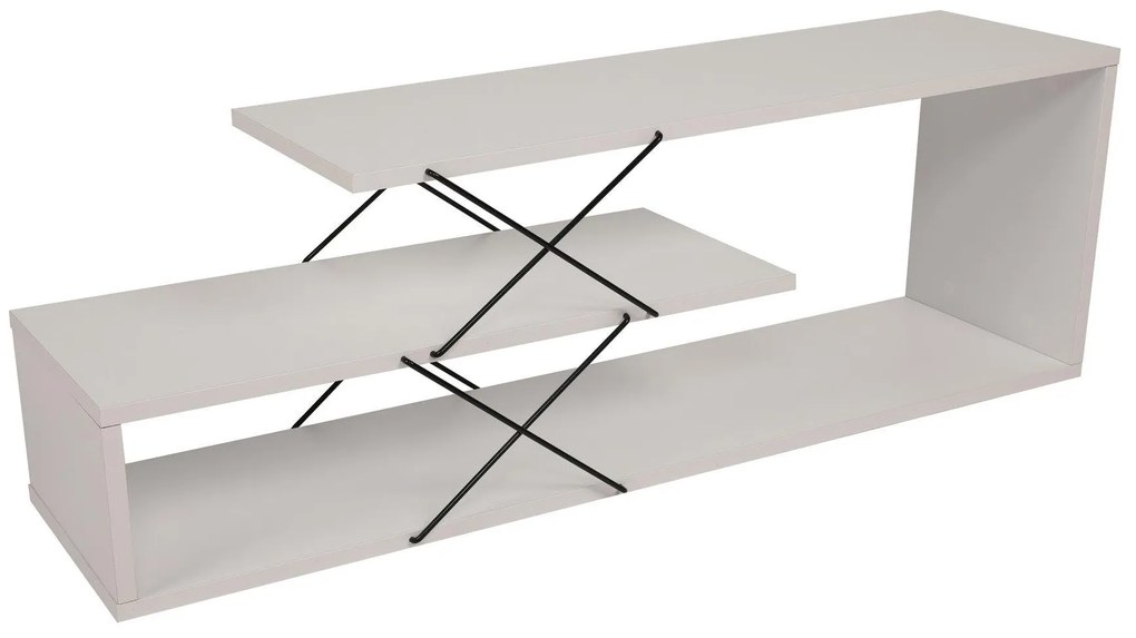 COMODA TV Zigzag, Alb - Gri - Galben - Stejar - Maro, 120 x 40 x 30 cm