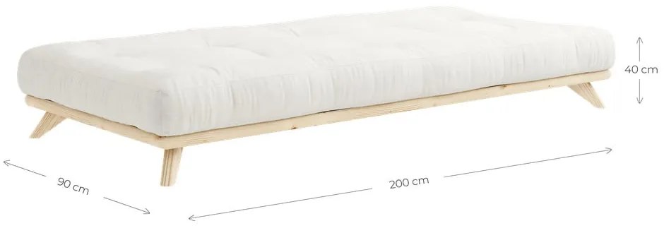 Pat din lemn masiv de pin cu somieră 90x200 cm Senza – Karup Design