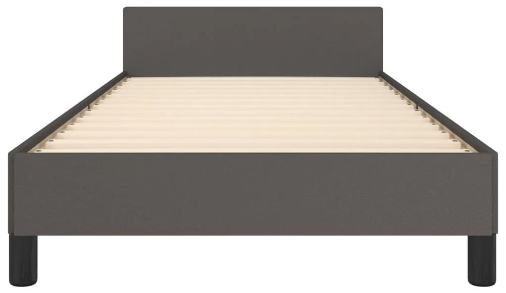 Cadru de pat cu tablie, gri, 80x200 cm, piele ecologica Gri, 80 x 200 cm, Design simplu
