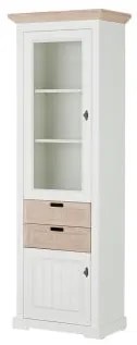 Vitrina Porto Stanga Cu 2 Usi Si 2 Sertare Alb Si Natur, 67.5 Cm