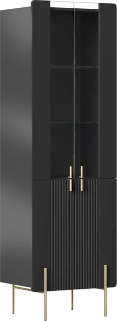 Vitrină Malmi 60 cm - negru mat / picioare aurii