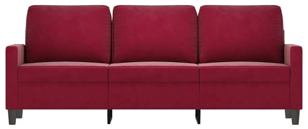 Canapea cu 3 locuri, rosu vin, 180 cm, material catifea Bordo, 198 x 77 x 80 cm