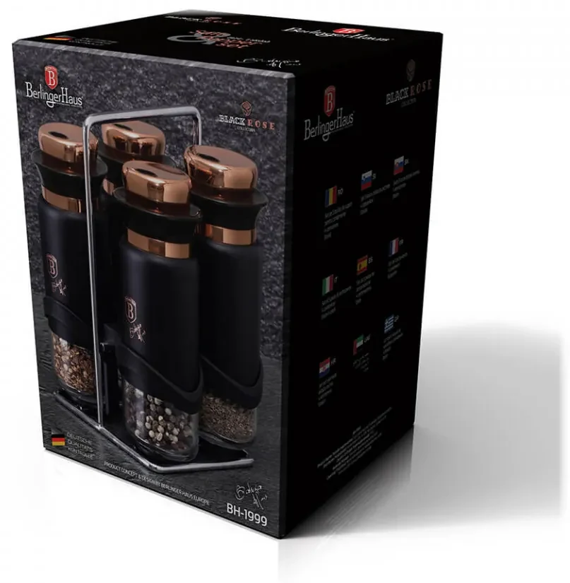 Set 4 recipiente pentru condimente Black Rose Collection BerlingerHaus BH 1999