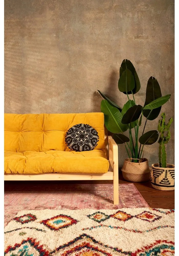 Canapea variabilă cu tapițerie din catifea reiată Karup Design Grab Raw/Natural