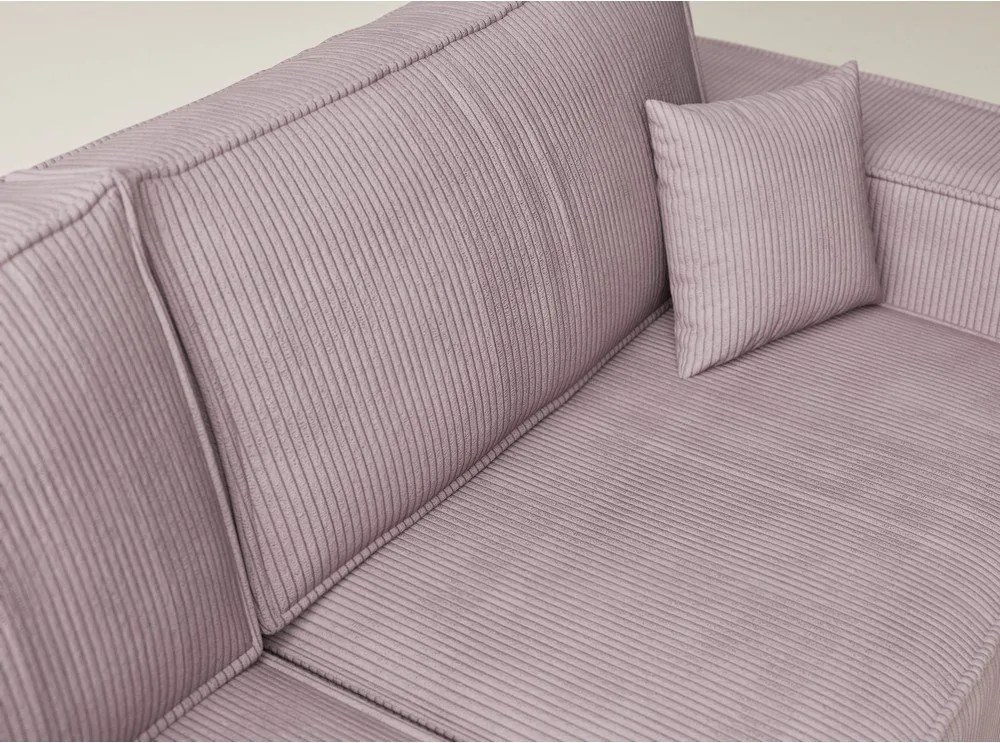 Colțar mov extensibil/cu spațiu de depozitare cu tapițerie din catifea reiată (cu colț pe partea stângă/în formă de ”L”) Tonga – Maison de Rêve
