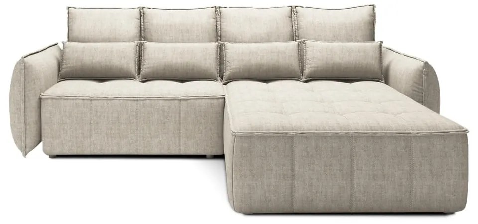 Colțar bej extensibil/cu spațiu de depozitare cu tapițerie din catifea (cu colț pe partea dreaptă/cu șezlong) Campo – ELTAP