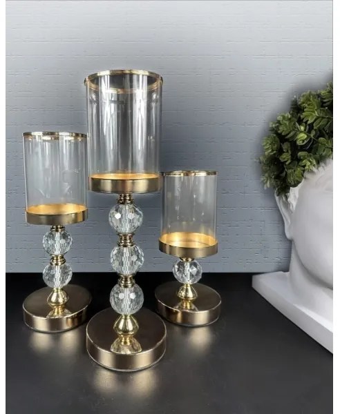 Set de 3 sfeșnice aurii