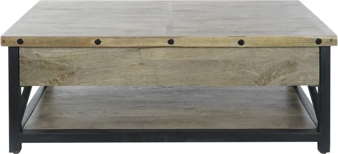 Măsuță de cafea din lemn de mango și metal, natur și negru, cu blat ridicabil și raft, finisaj mat, 44 x 116 x 74 cm, „Barlow” – Ethnic Collections