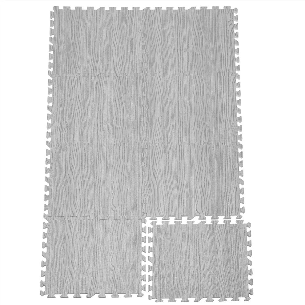 Covor pentru protectie pardoseala Puzzle 8 bucati Aspect lemn gri