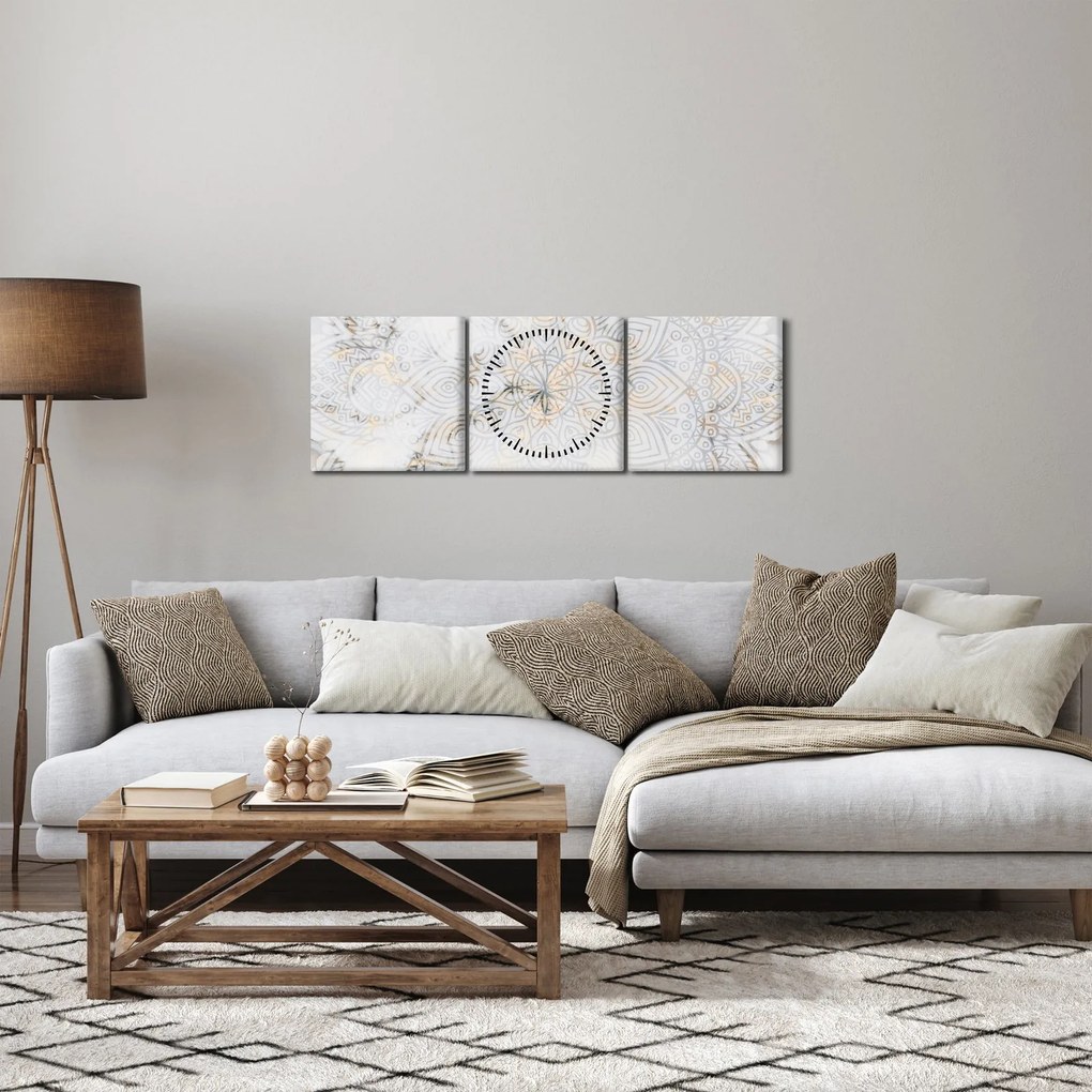Tablou - Mandale albe (cu ceas) (90x30 cm)