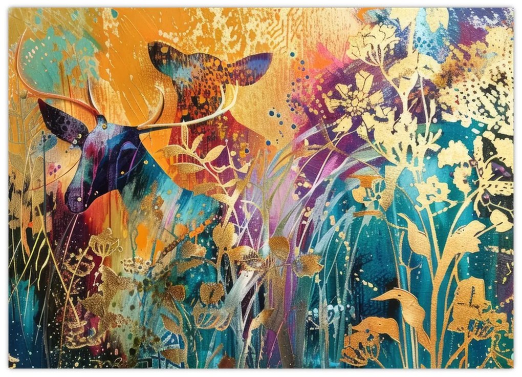Tablou pe sticlă - Pictura abstractă a naturii (70x50 cm)