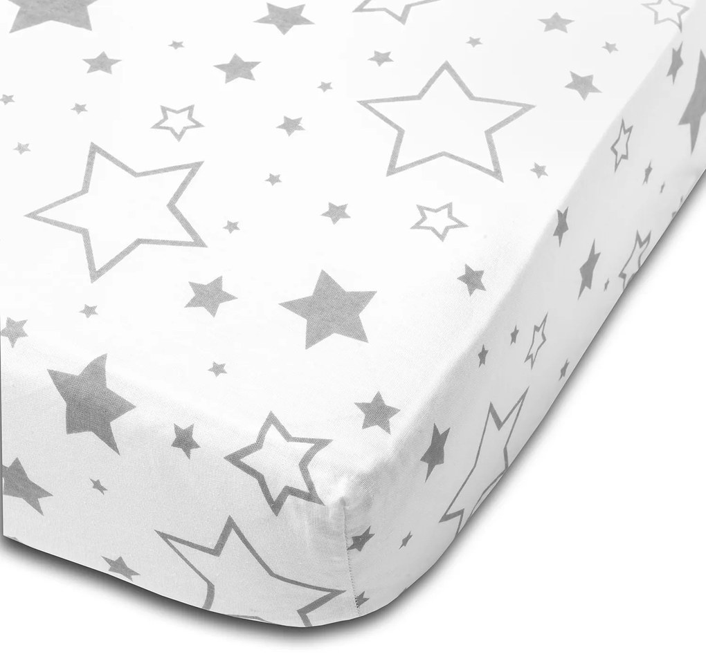 Cearceaf din bumbac cu elastic roata pentru patut 140x70 cm Kidizi Galaxy Grey